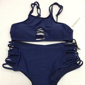 ❄️ NWT TINIBIKINI WOMENS HI NECK HI WAIST CAGED BIKINI SIZE XS ❄️